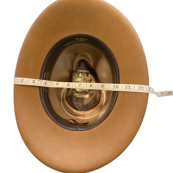 Vintage Resistol Stagecoach Tan Western Cowboy Hat 7 3/5In Feather Bull Rider - Picture 9 of 15